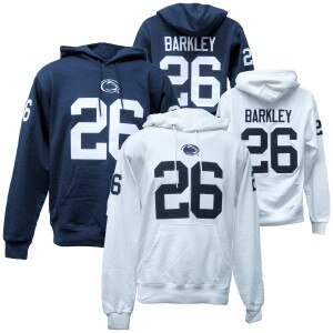 navy and white hooded sweatshirts Saquon Barkley #26 Penn State jerseys